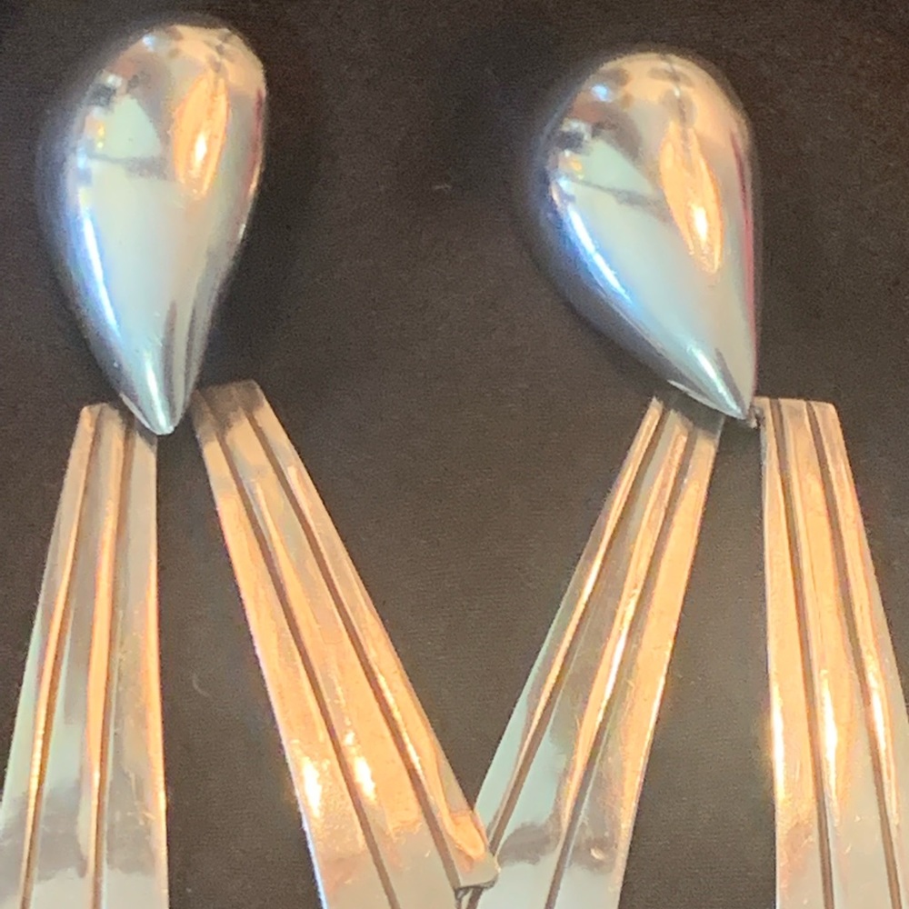 Clip on sterling silver drop earrings